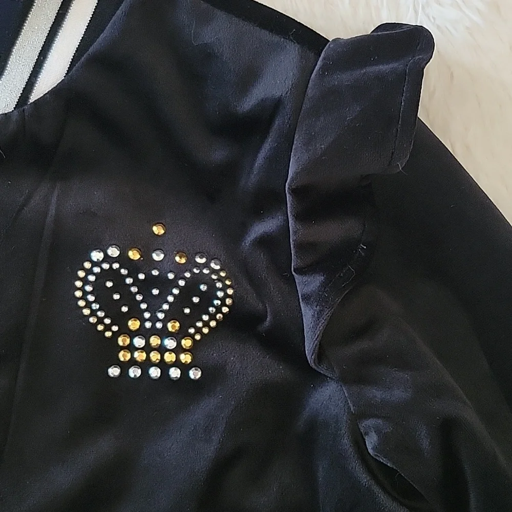 Limited Too Velour Zip Up Jackets Black & Purple, Rhinestones Girls 10/12